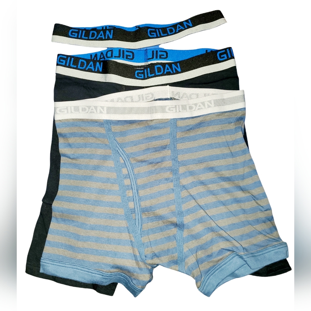 Bundle Of 3 Gildan Men's Boxer Briefs - Blue, Black, Gray NWOT Size: S